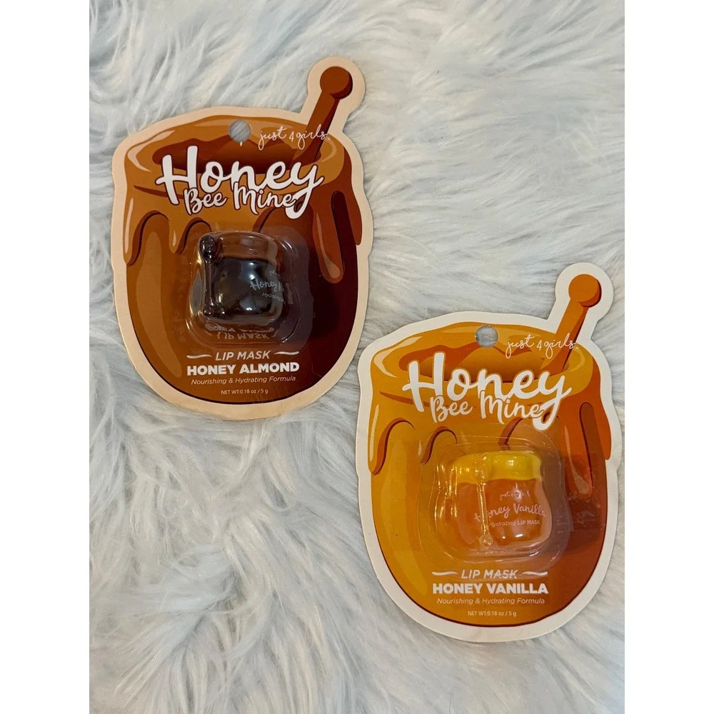 Just 4 Girls Honey Bee Mine Lip Mask Set Honey Almond & Honey Vanilla 2 Pack